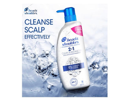 Head and Shoulders Clean and Balanced 2in1 Shampoo + Conditioner, 750 ml