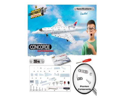 Construct IT Aero Concorde Construction Set - 255 Pieces Concorde  - Build Your Own Supersonic Aircraft- Construction Toys for Boys Age 8-12