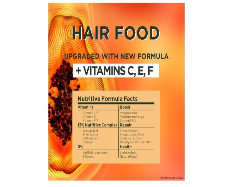 Garnier Fructis, 3-in-1 Hair Mask, Repairing & Hydrating, Hair Food Papaya, 390ml