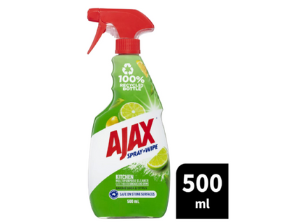 Ajax Spray n' Wipe Multi-Purpose Kitchen Cleaner Trigger, 500mL, Baking Soda and Citrus Surface Spray