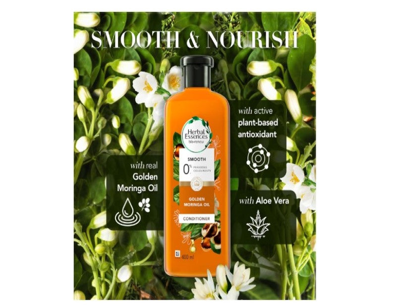 Herbal Essences Bio, Renew Golden Moringa Oil Smoothing Conditioner For Frizzy Hair 400ml