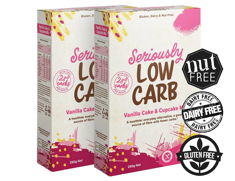 Well & Good Seriously Low Carb Cake & Cupcake Mix Vanilla 250g - 2 Pack