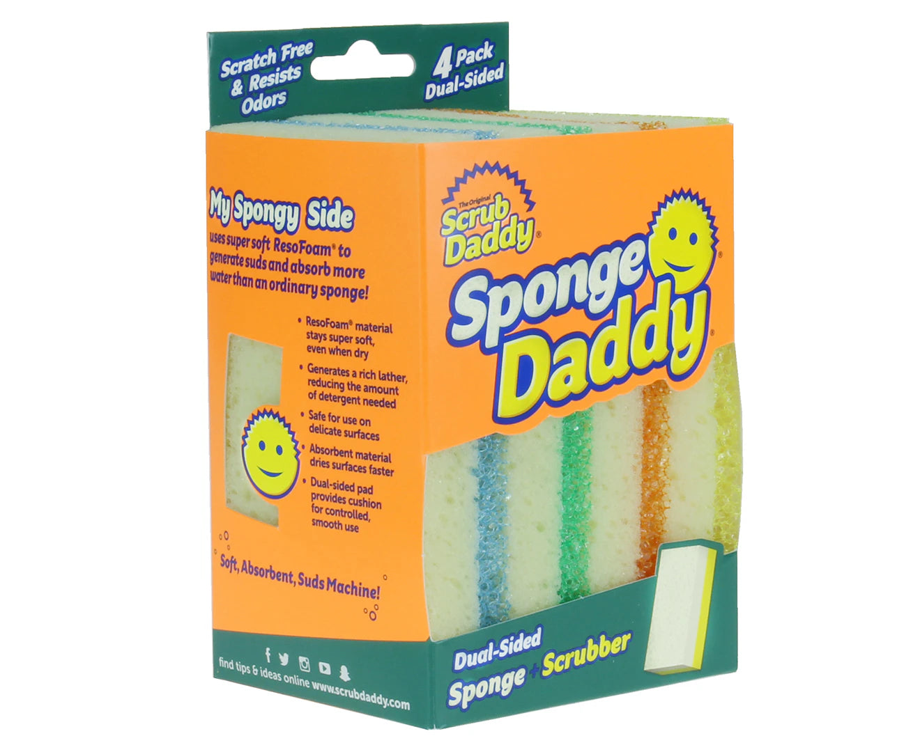 Sponge Daddy Dual-Sided Sponge + Scrubber 4 piece