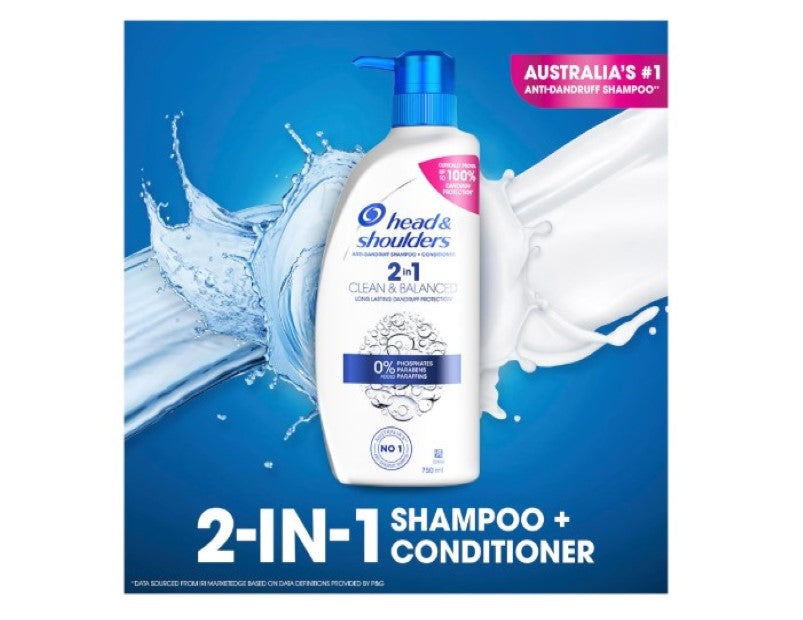 Head and Shoulders Clean and Balanced 2in1 Shampoo + Conditioner, 750 ml