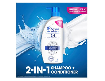 Head and Shoulders Clean and Balanced 2in1 Shampoo + Conditioner, 750 ml