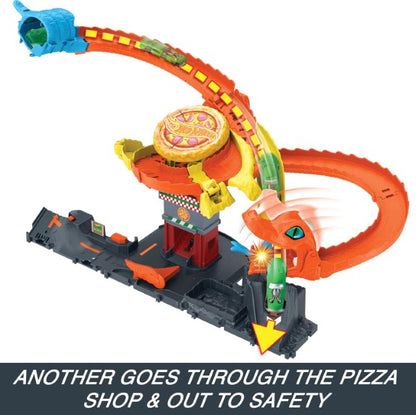 Hot Wheels | City Track Set Pizza Slam Cobra Attack Playset with 1:64 Scale Toy Car