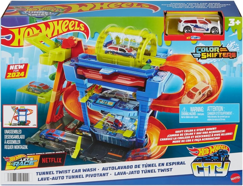 Hot Wheels | City Toy Car Track Set, Tunnel Twist Car Wash with 1 Colour Shifters Vehicle