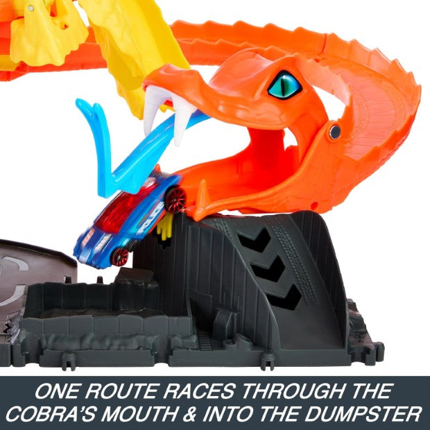 Hot Wheels | City Track Set Pizza Slam Cobra Attack Playset with 1:64 Scale Toy Car