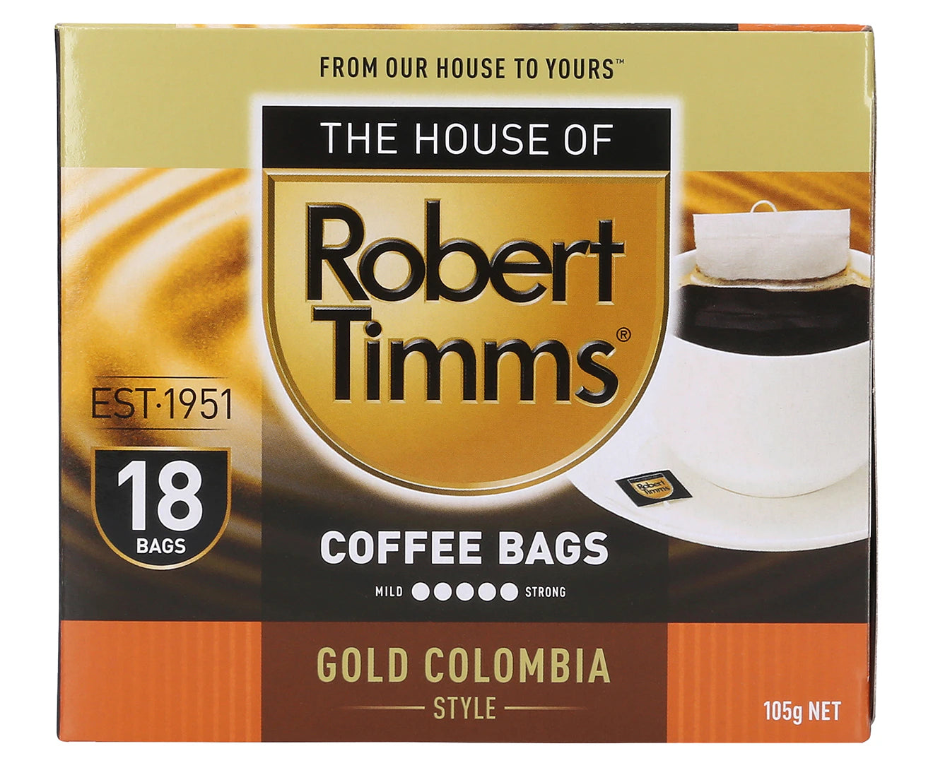 Robert Timms Gold Colombia Style Coffee Bags - 4 Pack