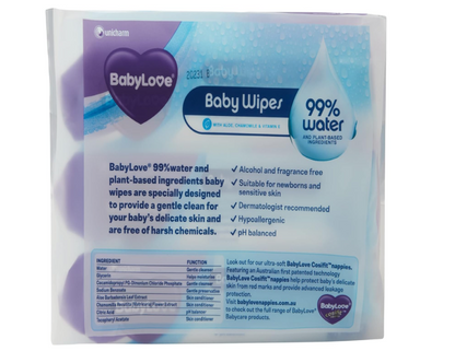 BabyLove 99% Water & Plant-Based Ingredients Hypoallergenic Baby Wipes - 3 Pack