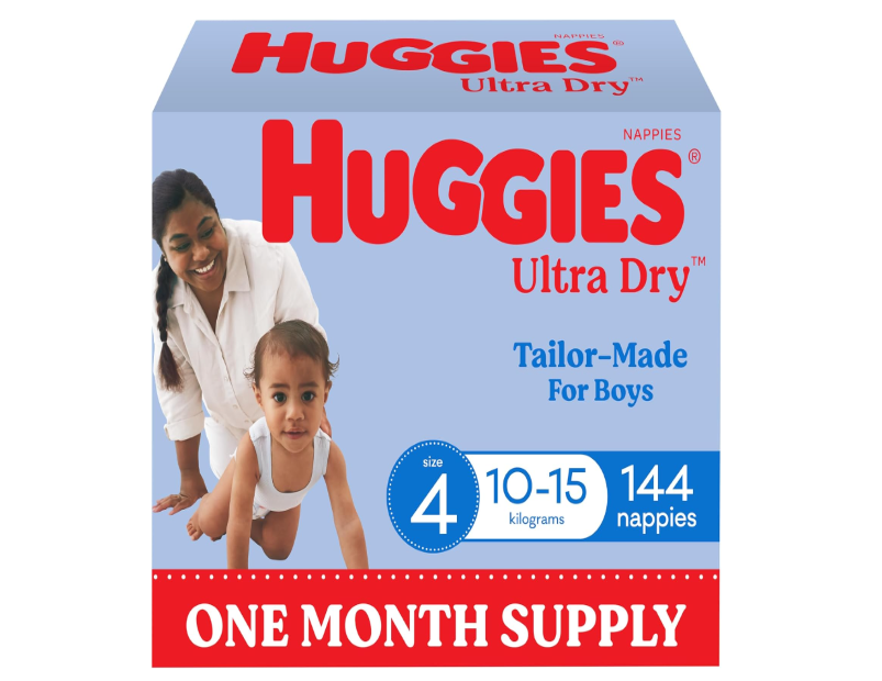 Huggies Ultra Dry Nappies Boys Size 4 (10-15kg) 144 Count