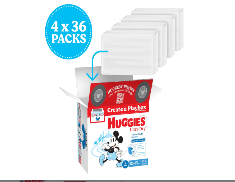 Huggies Ultra Dry Nappies Boys Size 4 (10-15kg) 144 Count