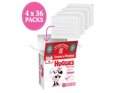 Huggies Ultra Dry Nappies Girls Size 4 (10-15kg) 144 Count