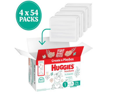 Huggies Newborn Nappies Size 1 (up to 5kg) - 216 Count