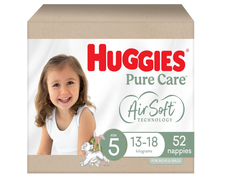 Huggies Pure Care Nappies Size 5 (13-18kg) 52 Count