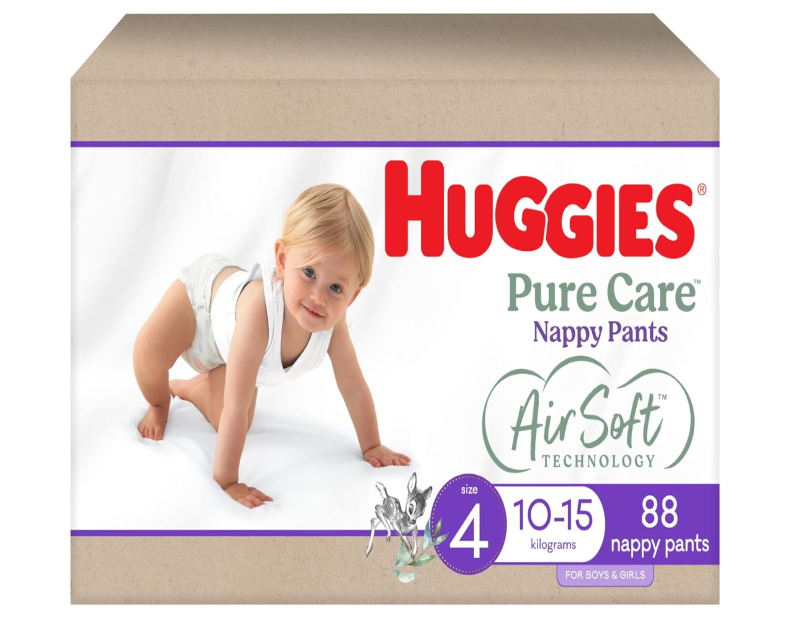 Huggies Pure Care Nappy Pants Size 4 (10-15kg) 88 Count