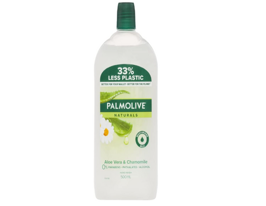 Palmolive Naturals Aloe Vera & Chamomile Hand Wash Refill - 500mL, Moisturizing Liquid Soap with Milk