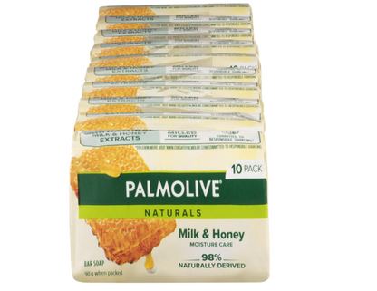 Palmolive Naturals Milk & Honey Moisture Care Bar Soap, 90g , 10 Pack