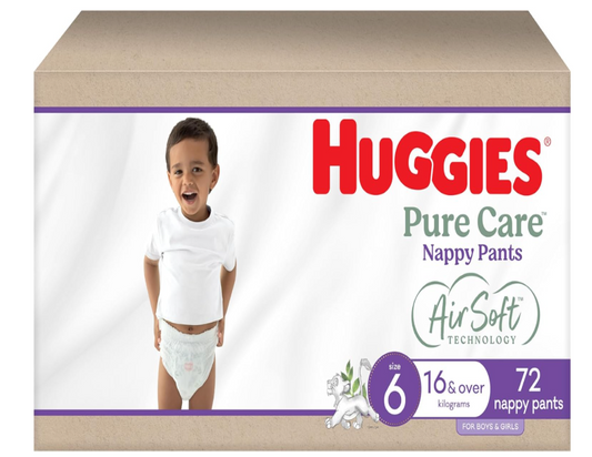 Huggies Pure Care Nappy Pants Size 6 (16kg and Over) 72 Count