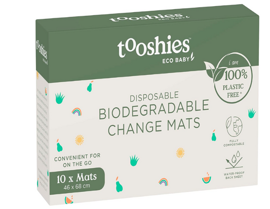 Tooshies ECO Baby | Biodegradable Change Mats| Disposable | Plant-based Materials | Waterproof backsheet | Cute Prints | Recyclable Packaging | 40pk Roll