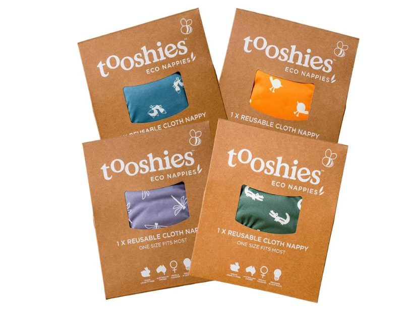 Tooshies Reusable Cloth Nappies | High Absorbency | Quick-dry moisture wicking | Soft & Breathable | Non toxic | 4 pack