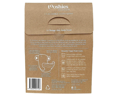 Tooshies Reusable Cloth Nappies | High Absorbency | Quick-dry moisture wicking | Soft & Breathable | Non toxic | 4 pack