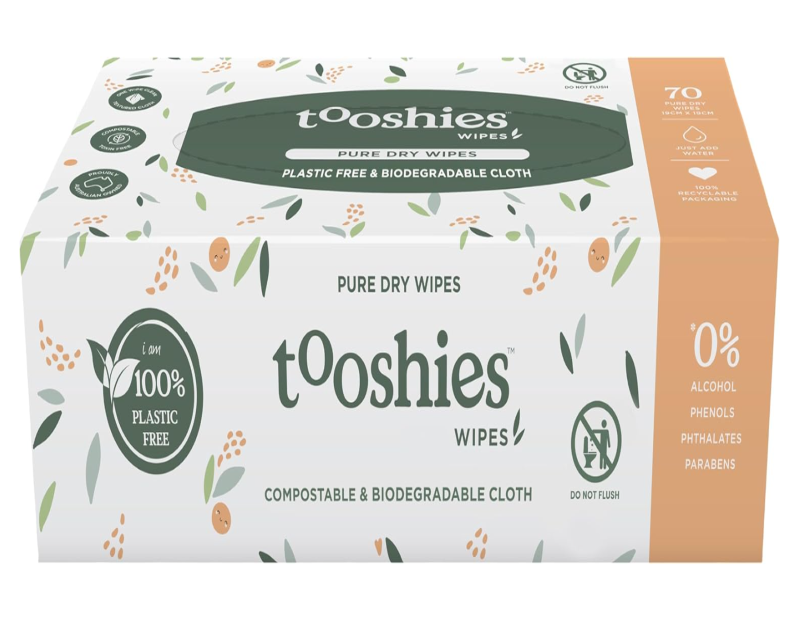 Tooshies ECO Wipes | Pure Dry Wipes | Just add water | 100% Plastic Free | Biodegradable | Textured Cloth (420 Wipes)