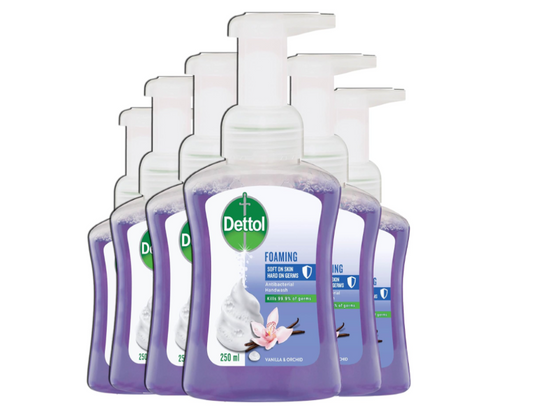 Dettol Antibacterial Foam Hand Wash Vanilla & Orchid Pump, 250ml - 6 Pack