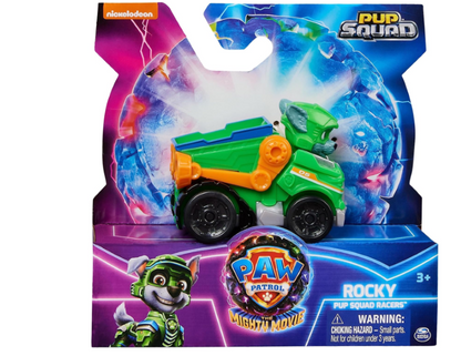 PAW Patrol: The Mighty Movie, Toy Garbage Truck Recycler with Rocky Mighty Pups Action Figure, Lights and Sounds, Kids Toys for Boys & Girls 3+