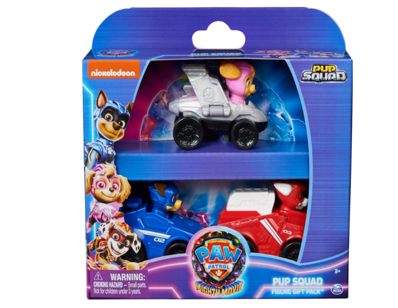 PAW Patrol: The Mighty Movie, 3-Piece Pup Squad Vehicle Gift Pack, with Mighty Pups Chase, Skye & Marshall Toy Cars, Kids Toys for Boys & Girls Ages 3 and Up