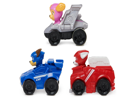 PAW Patrol: The Mighty Movie, 3-Piece Pup Squad Vehicle Gift Pack, with Mighty Pups Chase, Skye & Marshall Toy Cars, Kids Toys for Boys & Girls Ages 3 and Up