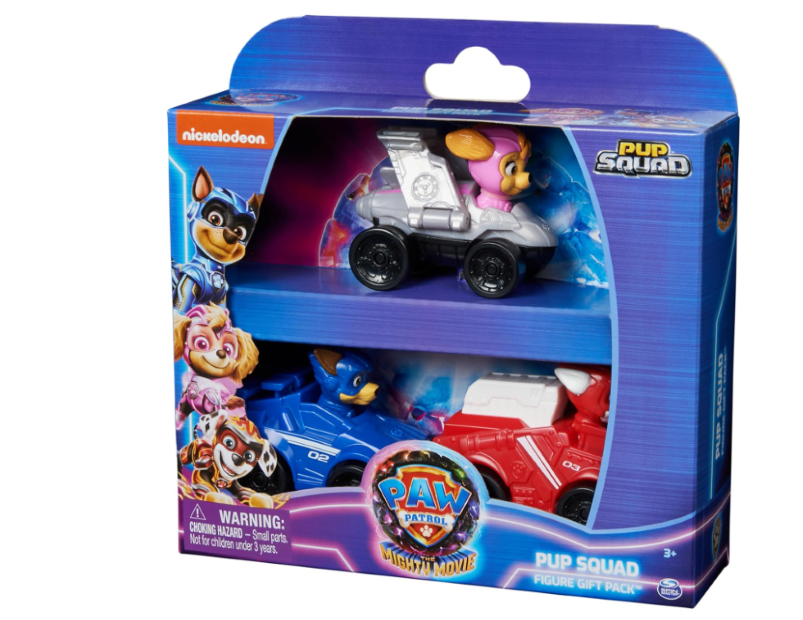 PAW Patrol: The Mighty Movie, 3-Piece Pup Squad Vehicle Gift Pack, with Mighty Pups Chase, Skye & Marshall Toy Cars, Kids Toys for Boys & Girls Ages 3 and Up