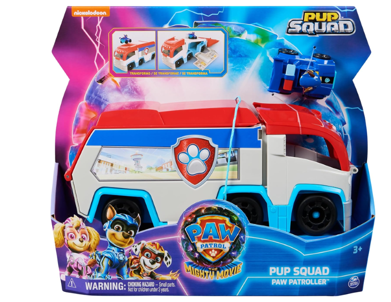 PAW Patrol: The Mighty Movie, Pup Squad Patroller Toy Truck, with Collectible Mighty Pups Chase Pup Squad Toy Car, Kids Toys for Boys & Girls Ages 3+