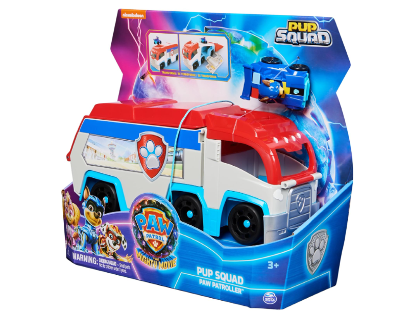 PAW Patrol: The Mighty Movie, Pup Squad Patroller Toy Truck, with Collectible Mighty Pups Chase Pup Squad Toy Car, Kids Toys for Boys & Girls Ages 3+