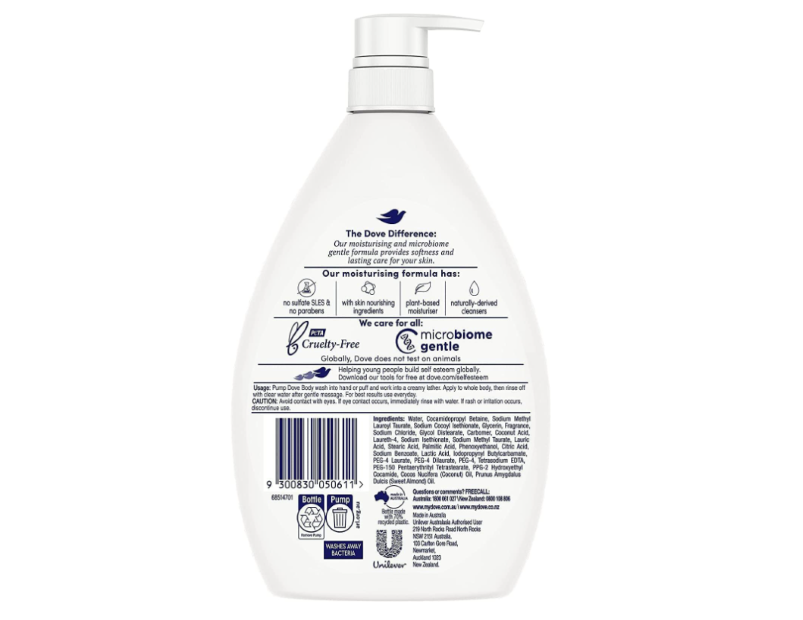 Dove Restoring Coconut & Almond Oils Body Wash 1L -  3 Pack