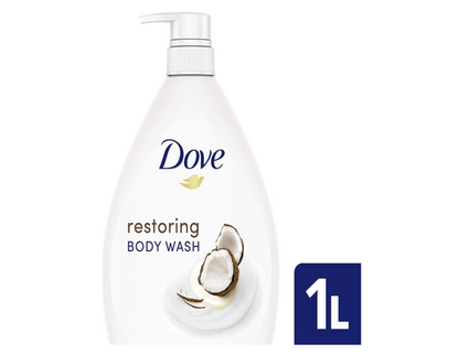 Dove Restoring Coconut & Almond Oils Body Wash 1L -  3 Pack