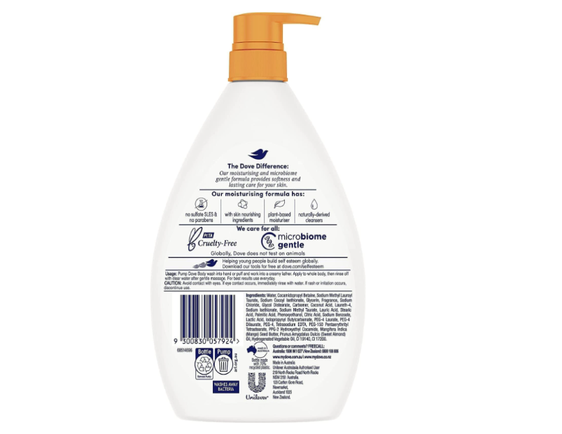 Dove Glowing With Mango & Almond Butters Body Wash - 1L - 3 Pack