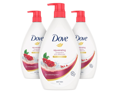 Dove Rejuvenating With Pomegranate & Lemon Verbena Scent Body Wash - 1L - 3 Pack