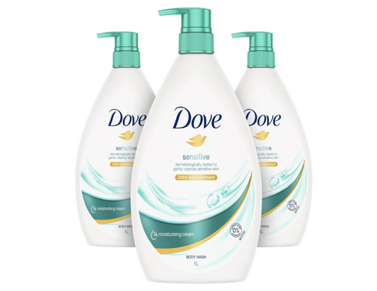 Dove Sensitive Body Wash - 1L - 3 Pack