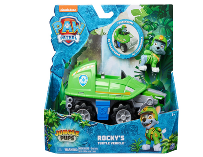 PAW Patrol Jungle Pups, Rocky Snapping Turtle Vehicle, Toy Truck with Collectible Action Figure, Kids Toys for Boys & Girls Ages 3 and Up