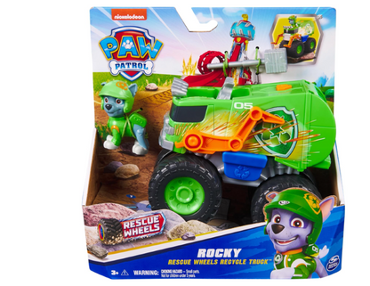 PAW Patrol: Rescue Wheels Rocky’s Recycle Truck, Toy Truck with Projectile Launcher and Collectible Action Figure, Kids Toys for Boys & Girls Ages 3+