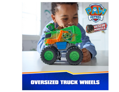 PAW Patrol: Rescue Wheels Rocky’s Recycle Truck, Toy Truck with Projectile Launcher and Collectible Action Figure, Kids Toys for Boys & Girls Ages 3+