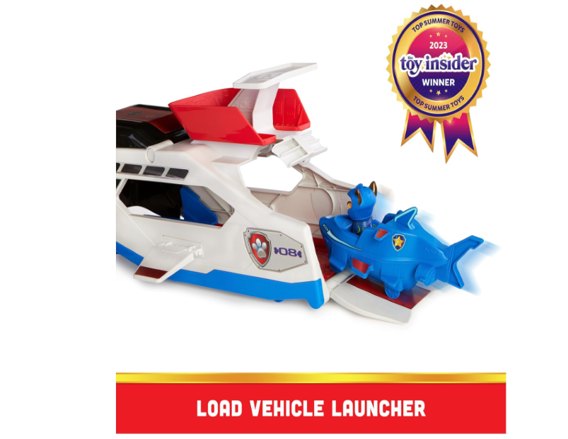 PAW Patrol Aqua Pups Whale Patroller Team Vehicle with Chase Action Figure – Toy Car and Vehicle Launcher