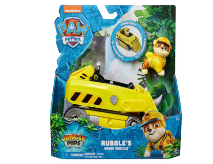 PAW Patrol Jungle Pups Rubble Rhino Vehicle – Toy Truck with Collectible Action Figure