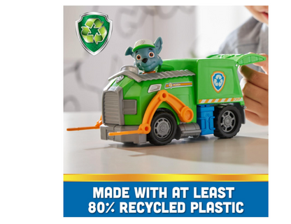 PAW Patrol Rocky’s Recycle Truck – Toy Truck with Collectible Action Figure | Sustainable Kids Toys for Ages 3 and Up