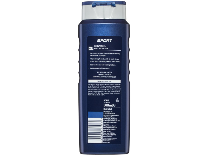 NIVEA MEN Sport Shower Gel and Body Wash 500ml