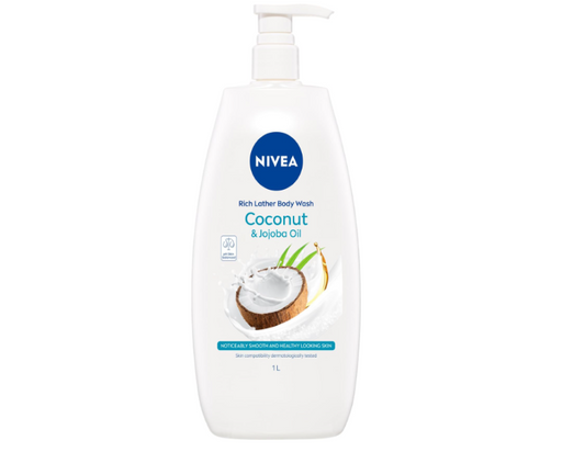 NIVEA Rich Lather Coconut & Jojoba Oil Body Wash – 1L