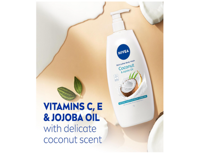 NIVEA Rich Lather Coconut & Jojoba Oil Body Wash – 1L