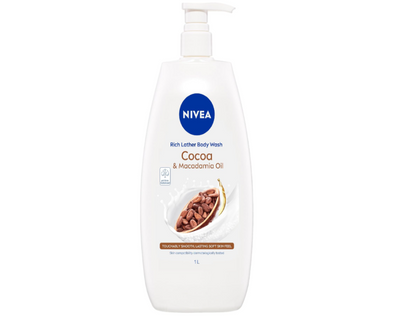 NIVEA Rich Lather Cocoa and Macadamia Oil Body Wash 1L