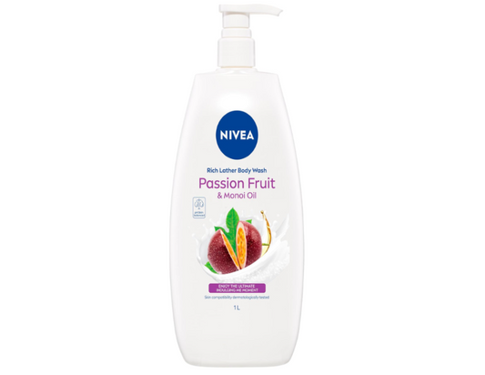 NIVEA Rich Lather Passion Fruit & Monoi Oil Body Wash – 1L